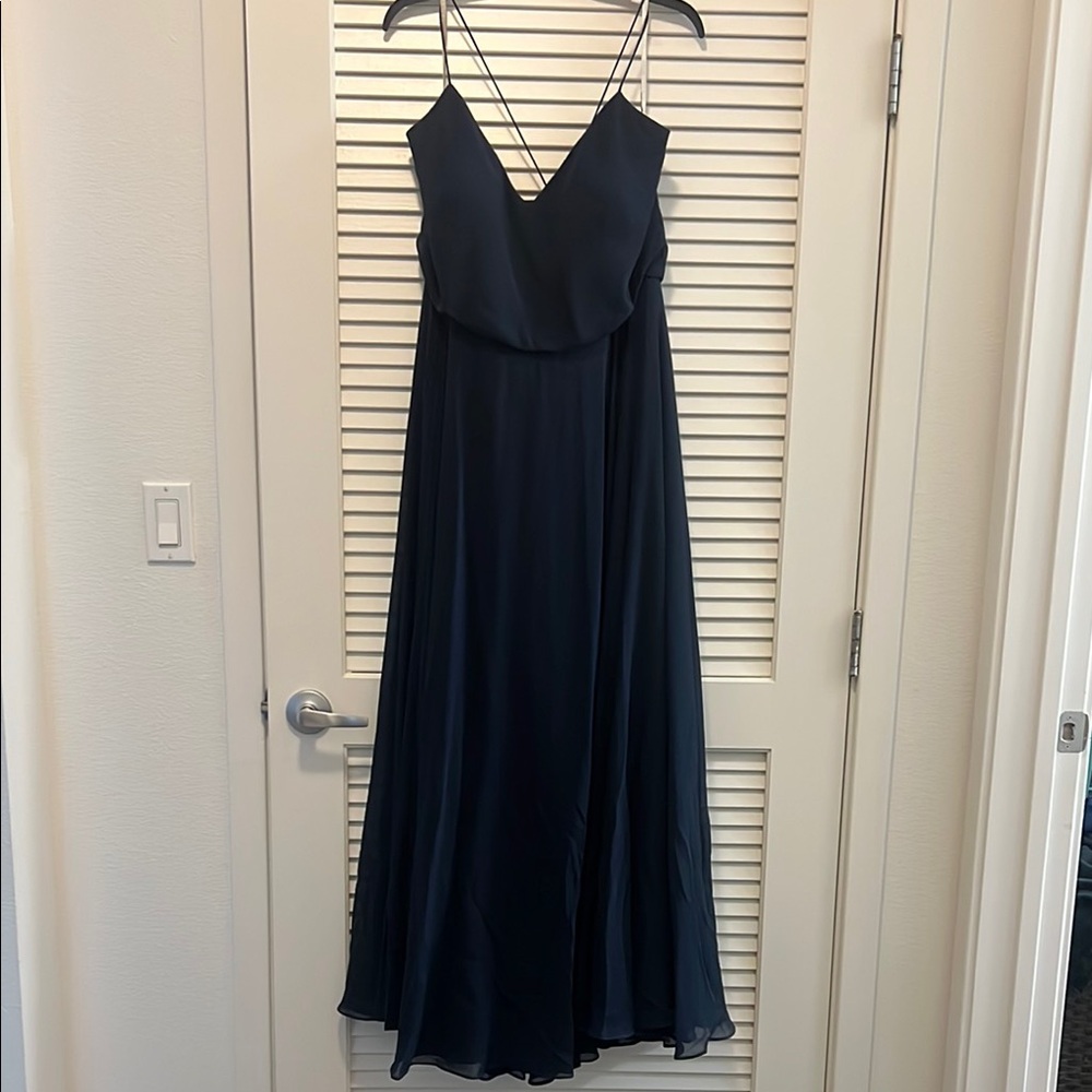 Jenny Yoo Navy Maxi with Spaghetti Straps